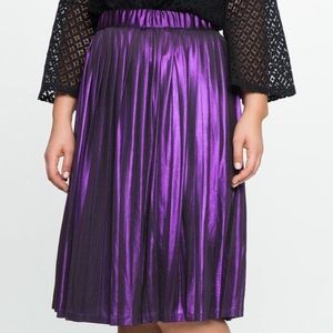 Eloquii purple metallic pleated skirt